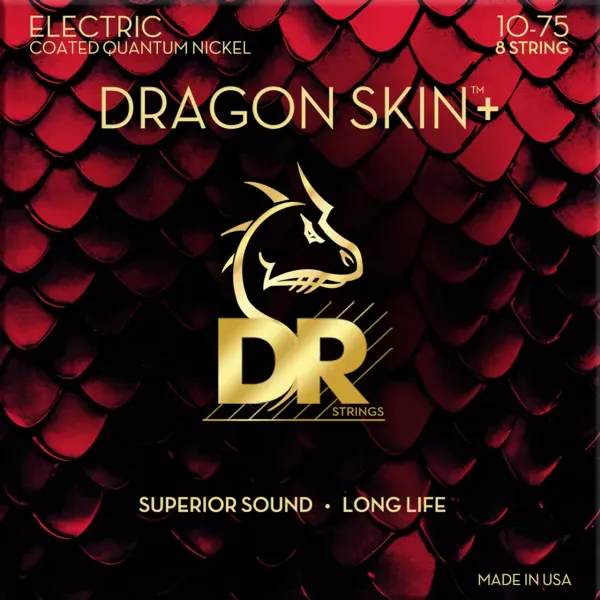 Струны для электрогитары DR Strings DEQ-8/10 Dragon Skin+ Coated Quantum Nickel 10-75