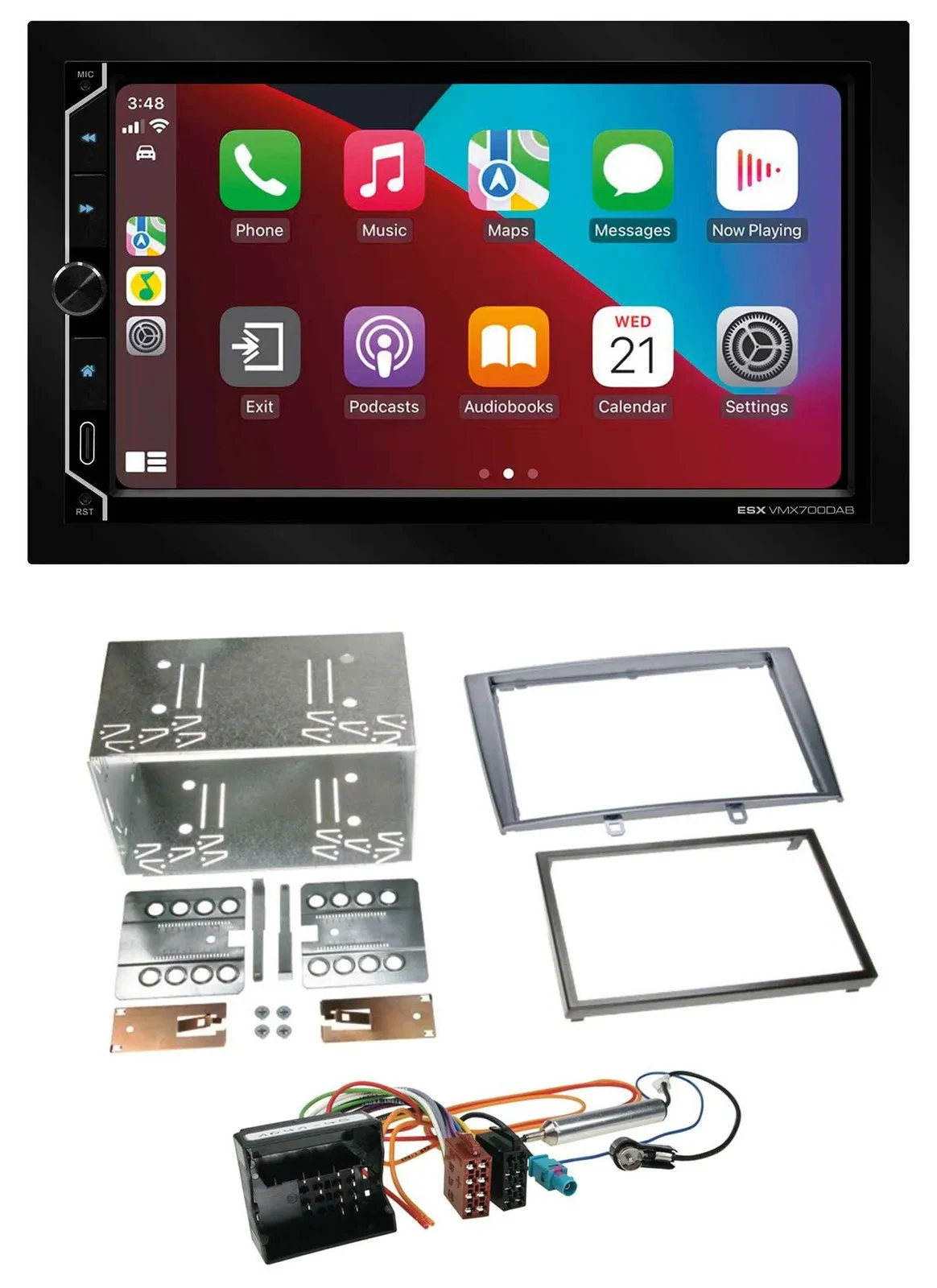 ESX 2DIN DAB USB MP3 Bluetooth Autoradio für Peugeot 308 07-09 silber