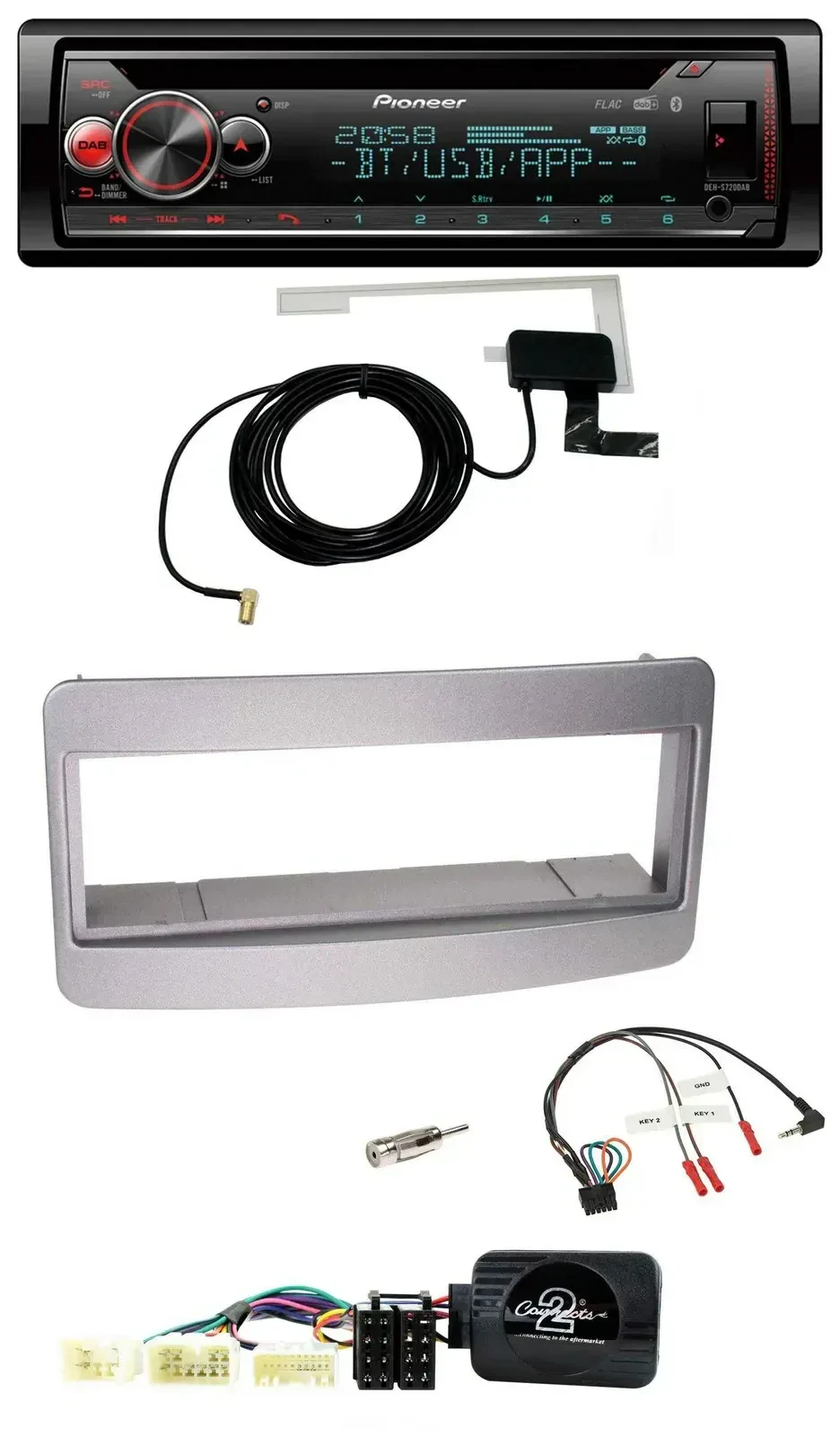 Автомагнитола для Toyota RAV4 2001–2006 Pioneer DAB, CD, USB, Bluetooth, поддержка кнопок на руле, тёмный