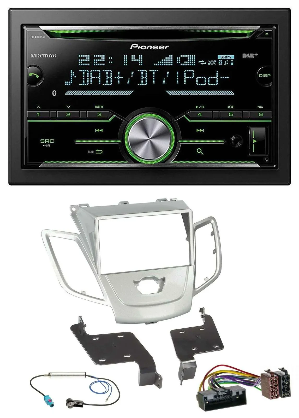 Pioneer Bluetooth MP3 DAB 2DIN USB CD Autoradio für Ford Fiesta 2010-2017 silber