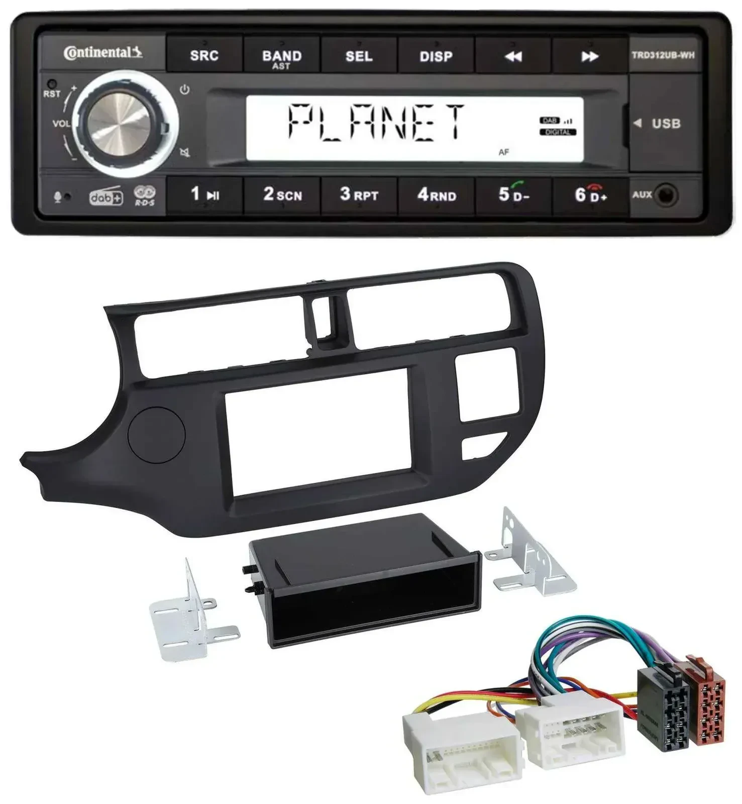 Continental USB 1DIN AUX DAB MP3 Autoradio für Kia Rio (UB 2011-2014) schwarz