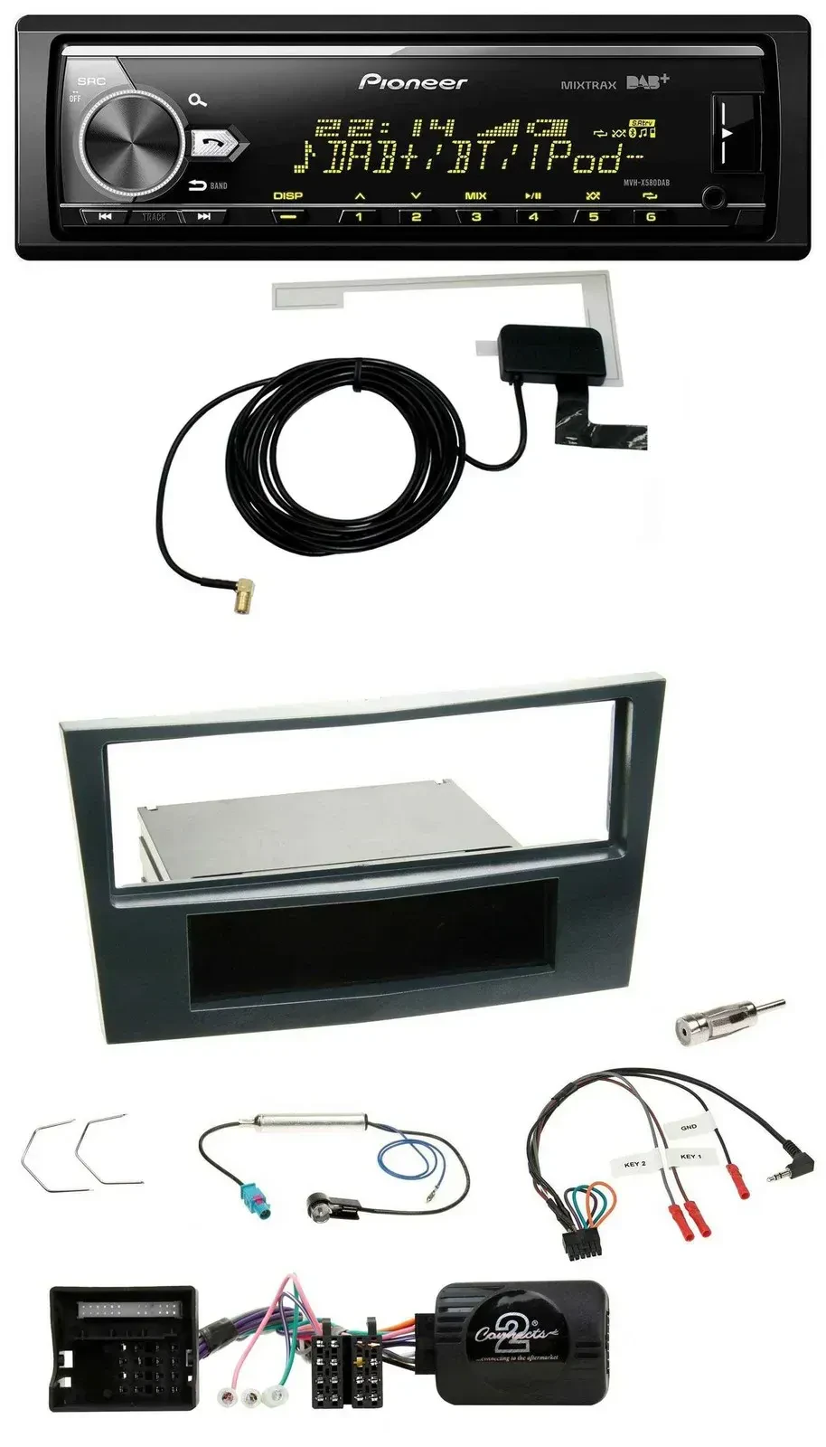 Автомагнитола для Opel Corsa D (2006–2008) Pioneer Bluetooth, DAB, USB, черная