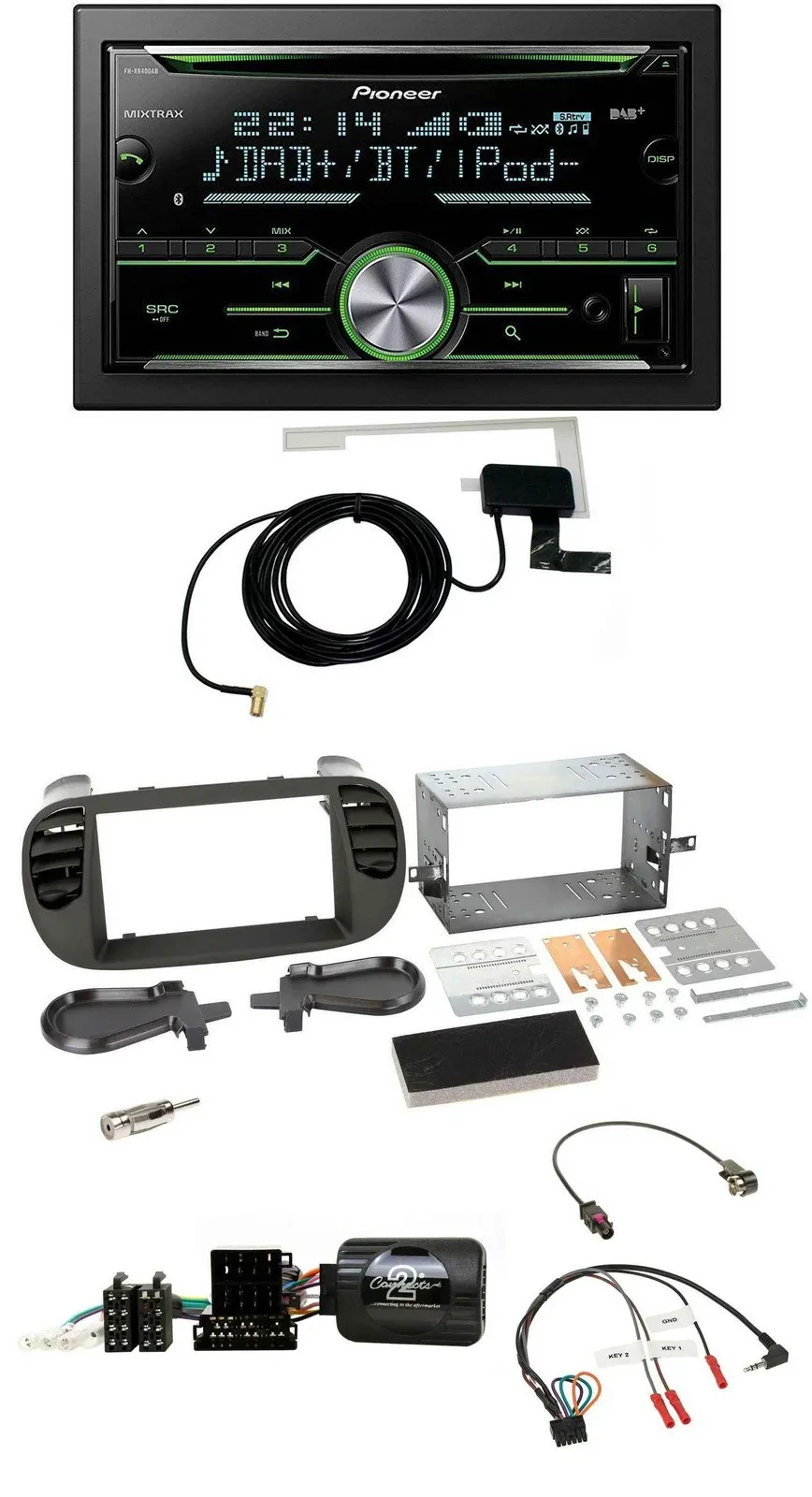 Pioneer CD USB Lenkrad Bluetooth 2DIN DAB Autoradio für Fiat 500 08-15 soft touc