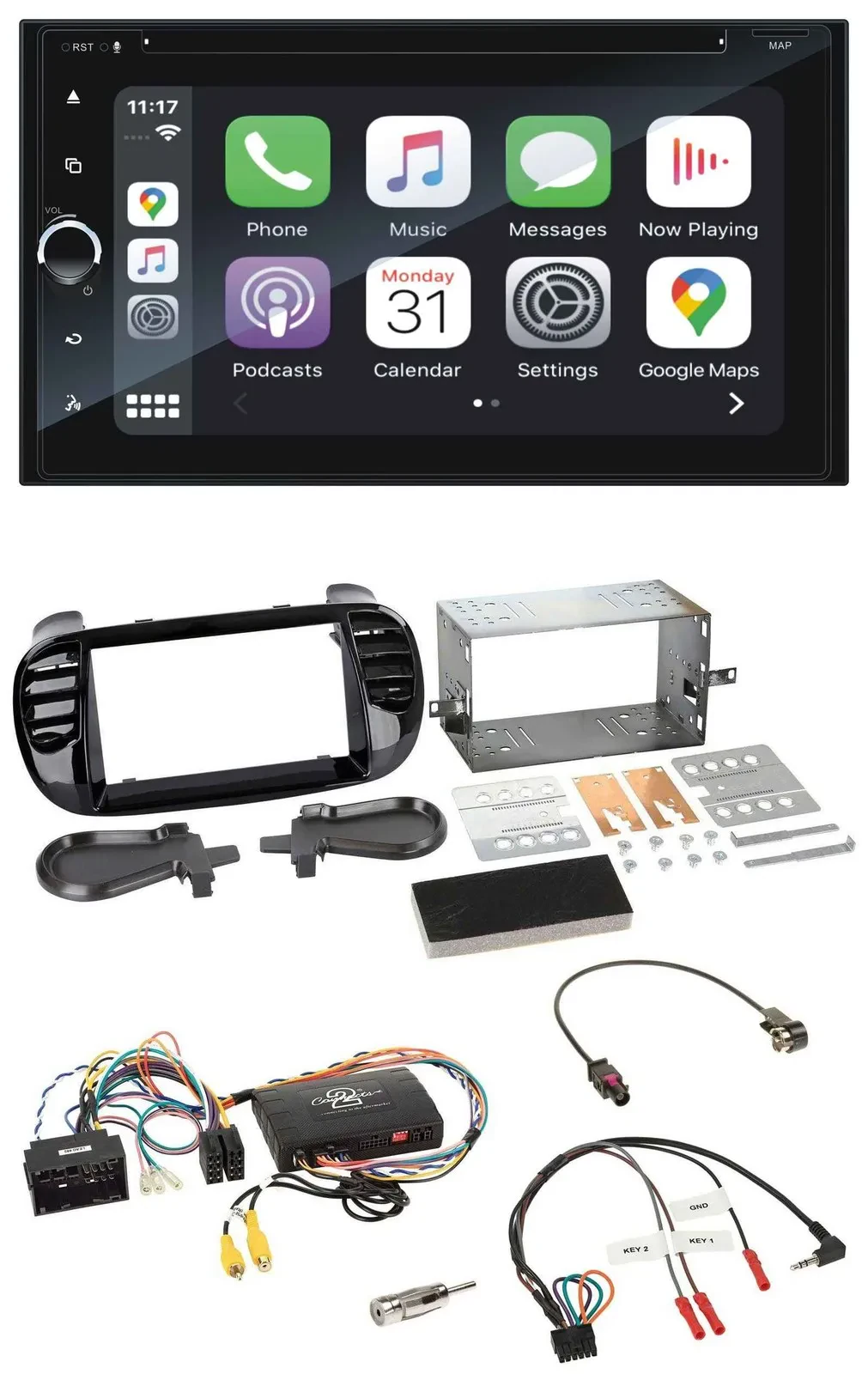 Blaupunkt DAB Lenkrad TMC Bluetooth USB 2DIN Navigation für Fiat 500 2014-2015 s
