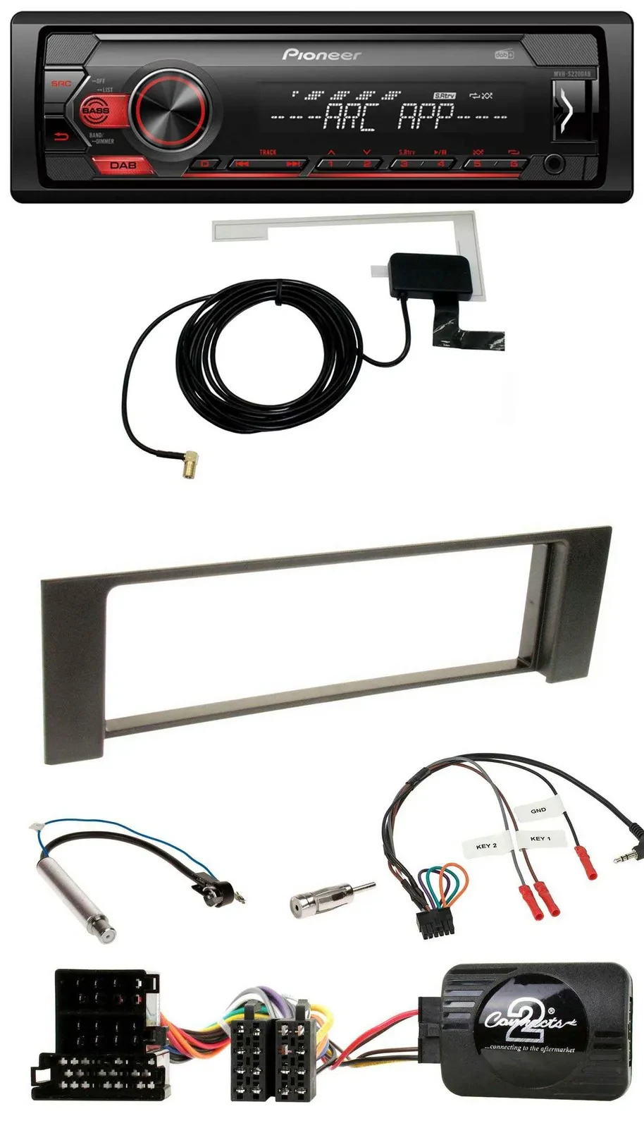 Автомагнитола Pioneer 1DIN USB DAB MP3 для Audi A4 (2000–2004) ISO