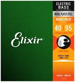 Струны для бас-гитары Elixir 14002 NanoWeb Super Light 40-95