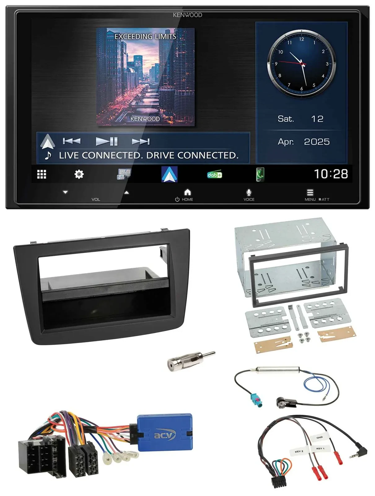 Kenwood Bluetooth 2DIN USB DAB Lenkrad Autoradio für Alfa Romeo Mito ISO 955 13-