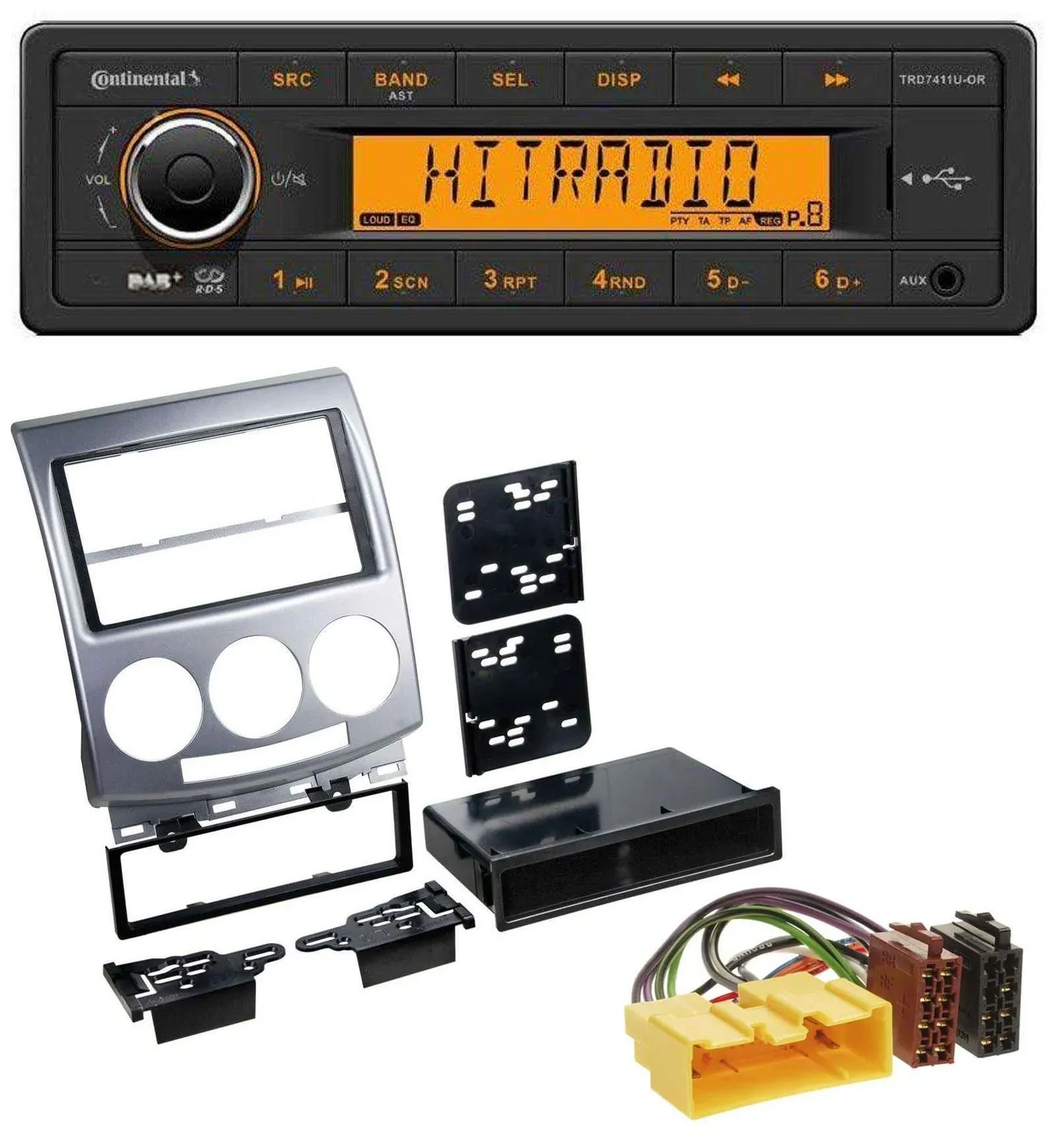 Continental 1DIN DAB MP3 AUX USB Autoradio für Mazda 5 (2005-2010)