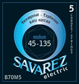 Струны для бас-гитары Savarez B70M5 Hexagonal Explosion Medium 45-135