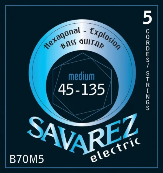 Струны для бас-гитары Savarez B70M5 Hexagonal Explosion Medium 45-135