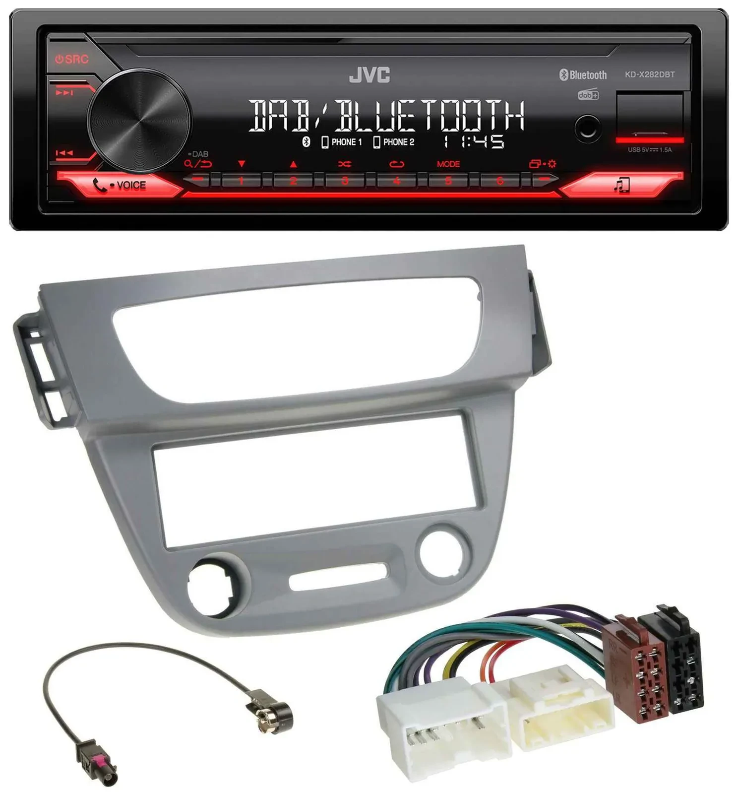 JVC Bluetooth USB DAB MP3 Autoradio für Renault Megane 3 (12-14) - grau