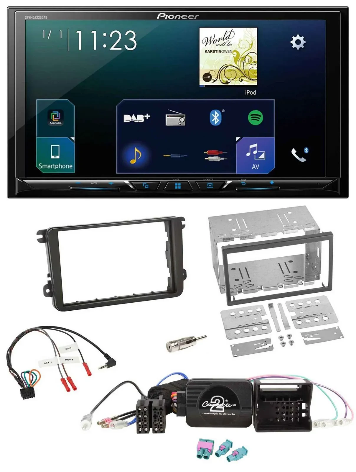 Автомагнитола Pioneer 2DIN Bluetooth USB DAB для VW Amarok/Beetle/EOS/Caddy с поддержкой кнопок на руле