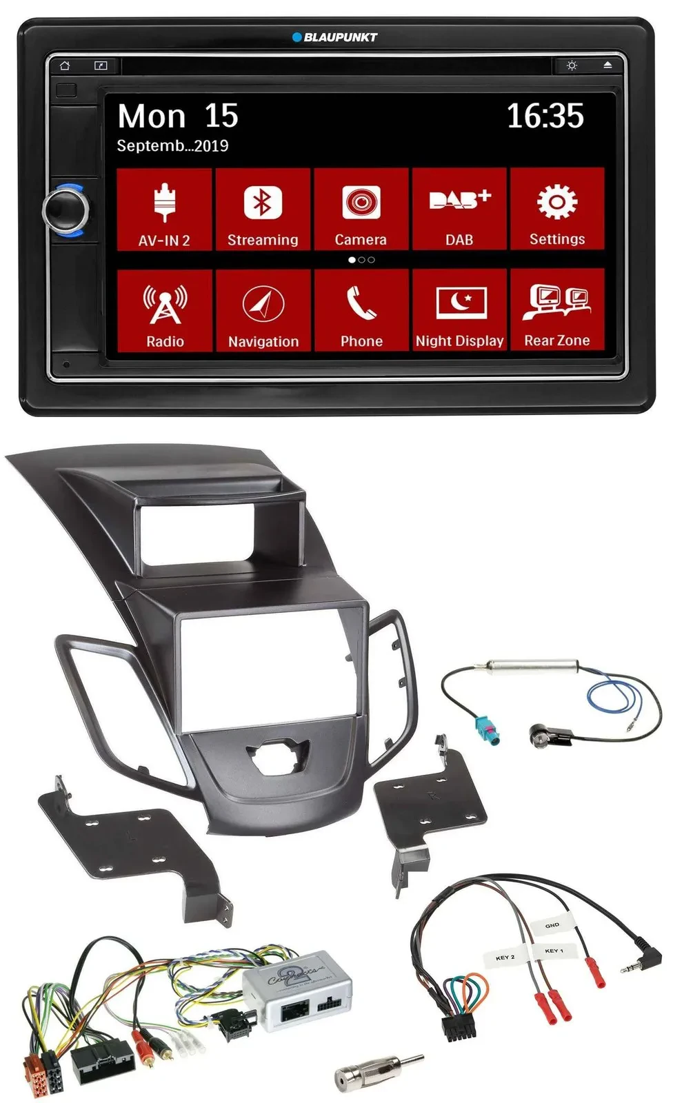 Blaupunkt TMC USB Lenkrad Bluetooth DAB 2DIN Navigation für Ford Fiesta 10-13 Di