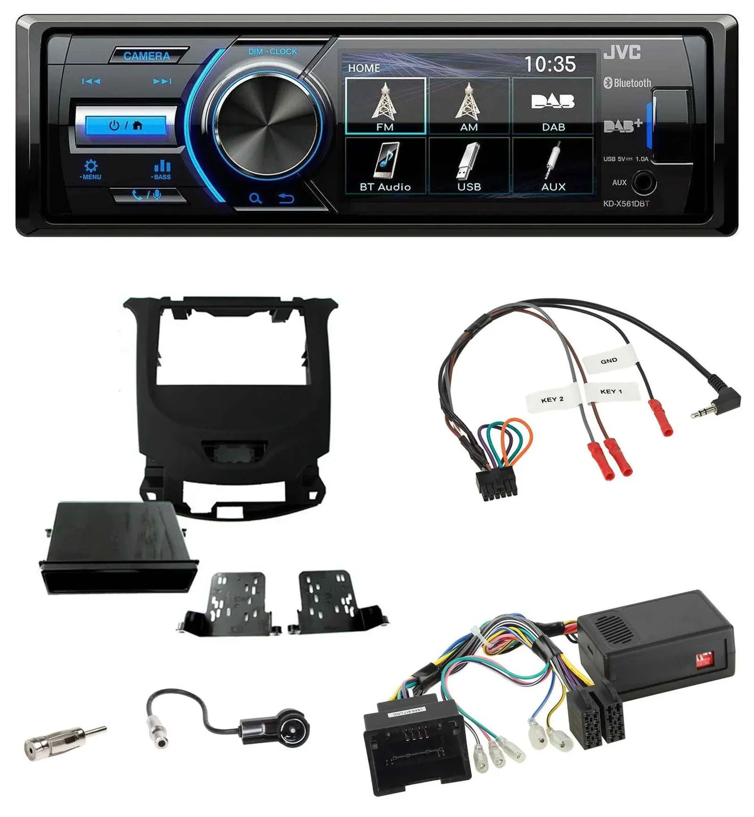 JVC Bluetooth Lenkrad USB DAB Autoradio für Chevrolet Cruze ab 2016 klavier schw