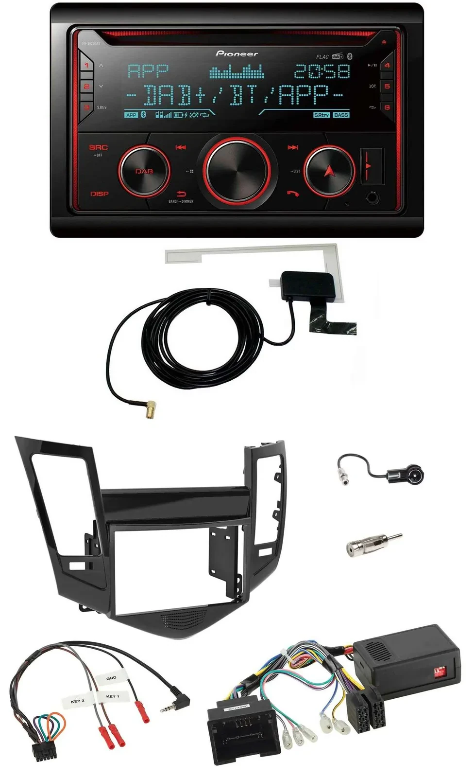 Pioneer 2DIN Lenkrad DAB USB CD Bluetooth Autoradio für Chevrolet Cruze 05/2009-