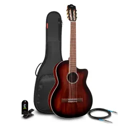 Cordoba C4-CE Nylon-String Classical A/E Guitar Pack Antique Charcoal Burst