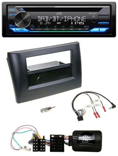JVC Bluetooth Lenkrad USB DAB CD Autoradio für Fiat Stilo 01-07 schwarz Ablage