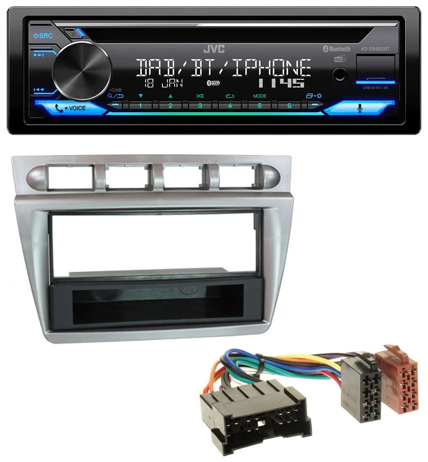 Автомагнитола JVC Bluetooth MP3 USB DAB CD для Kia Picanto (2004–2007)