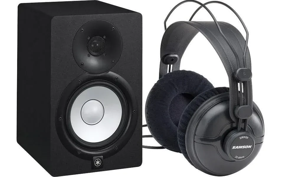 Yamaha HS7 Active Monitor w/ Samson SR950 Studio Headphone (Single) Package