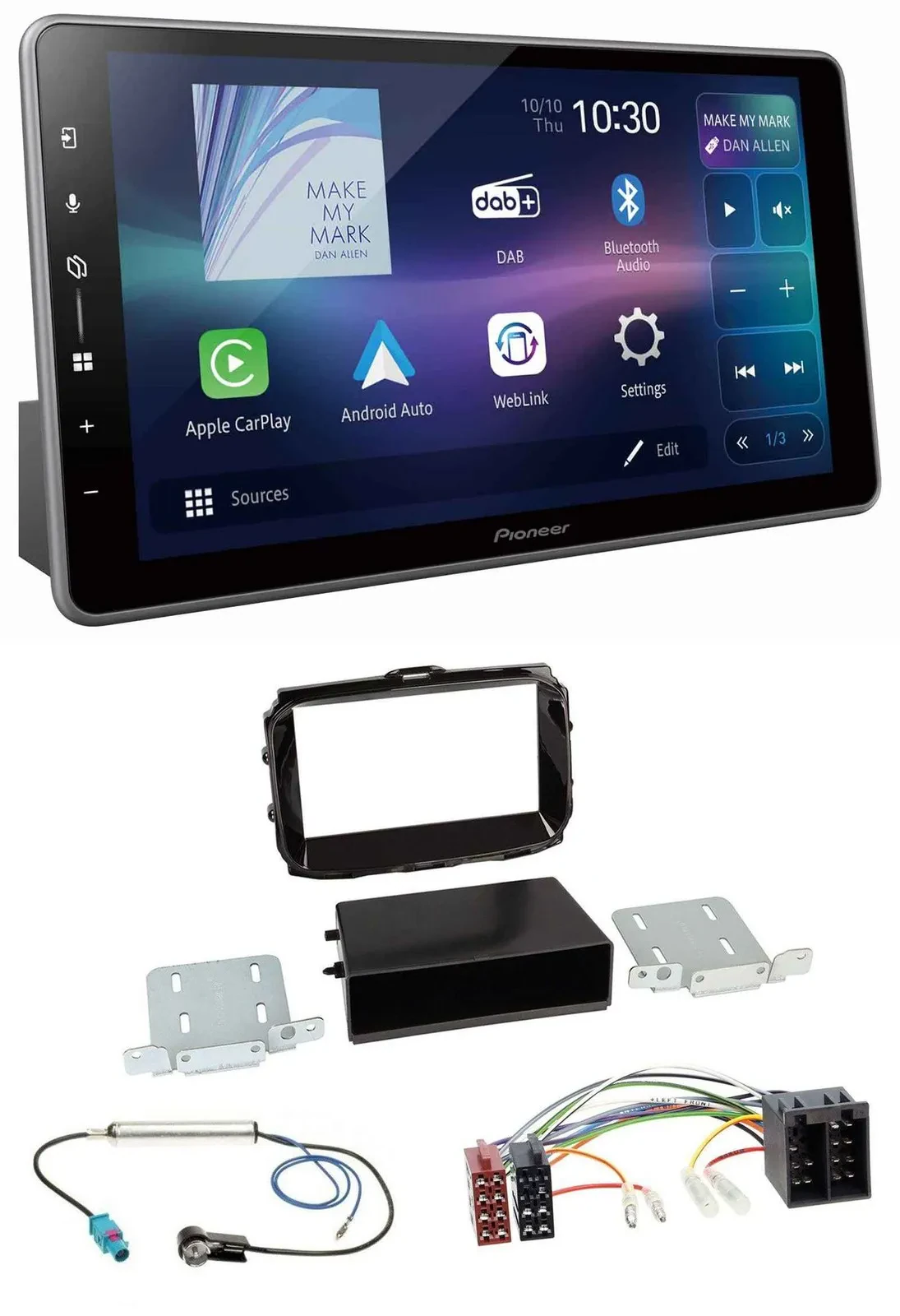 Автомагнитола для Alfa Romeo Giulietta (с 2013) Pioneer Bluetooth, USB, DAB, MP3, ISO, черный глянец