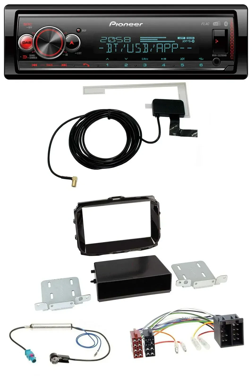 Автомагнитола для Alfa Romeo Giulietta Pioneer Bluetooth, DAB, USB, MP3, чёрный (piano black)