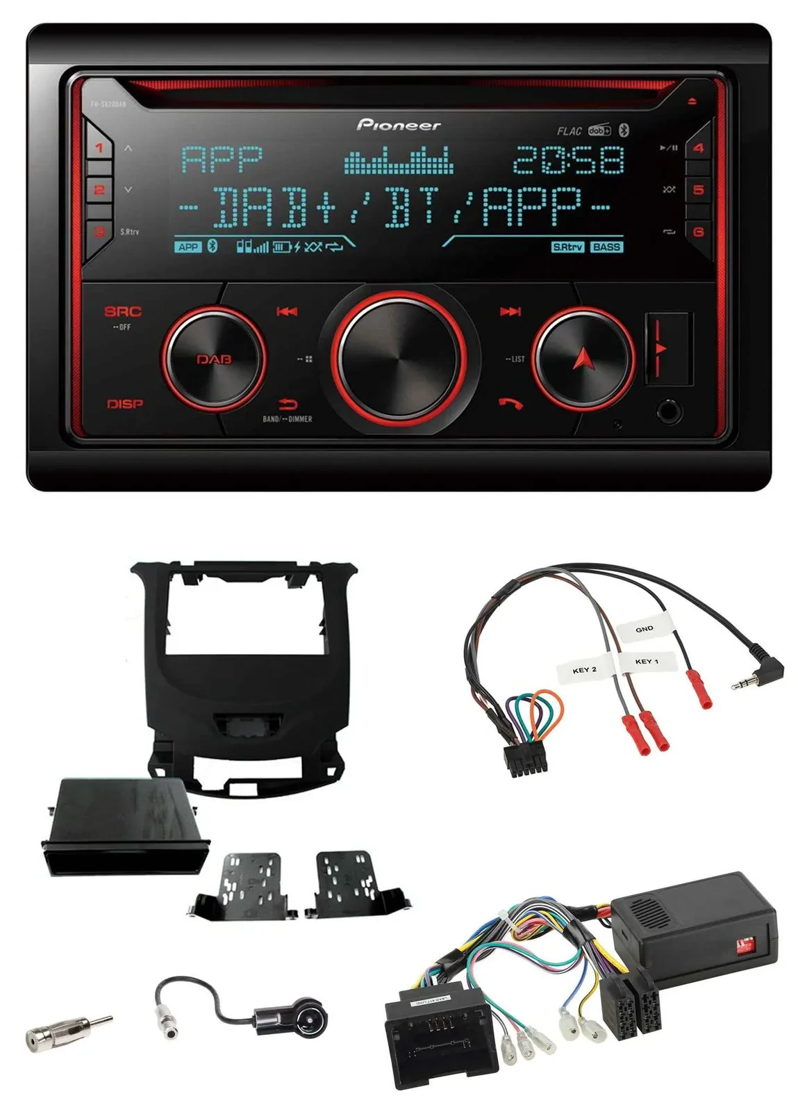 Pioneer 2DIN DAB Lenkrad Bluetooth USB CD Autoradio für Chevrolet Cruze ab 2016