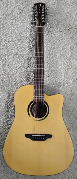 Luna Wabi Sabi Dreadnought Solid Top 12 String Acoustic Electric Guitar -B stock