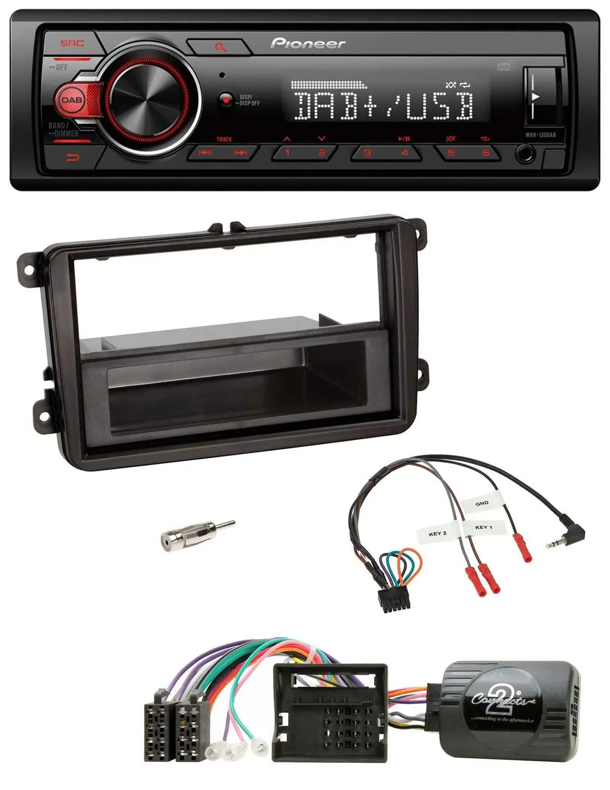 Pioneer MP3 1DIN DAB USB Lenkrad Autoradio für Skoda Fabia 5J 2007-2014