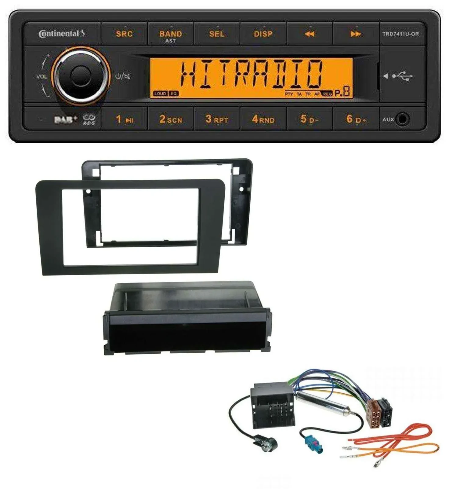 Автомагнитола Continental 1DIN DAB MP3 AUX USB для Audi A3 8P (2003–2012) Symphony Quadloc