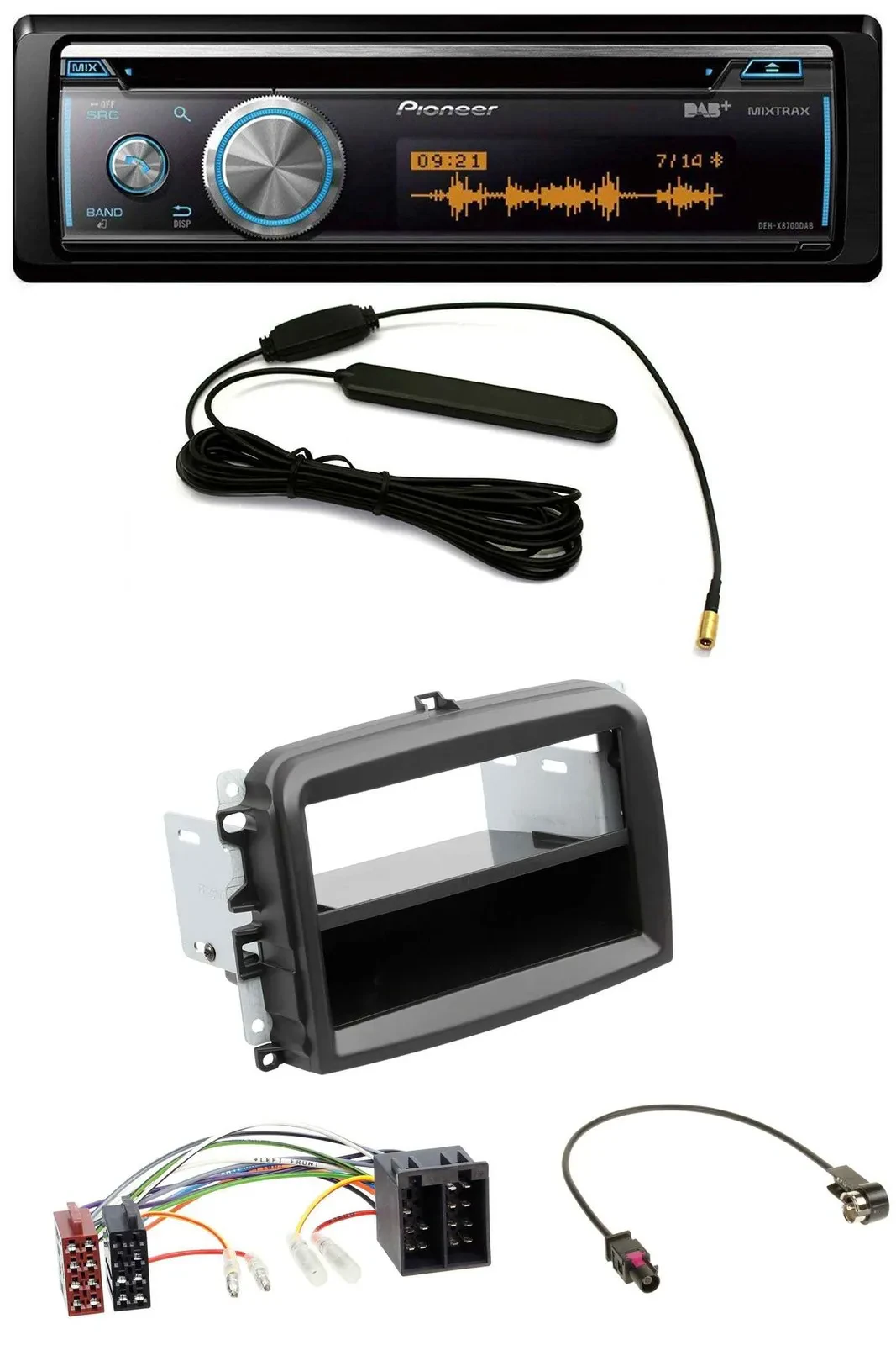 Pioneer CD USB Bluetooth DAB MP3 Autoradio für Fiat 500L (mit ISO, ab 2012)