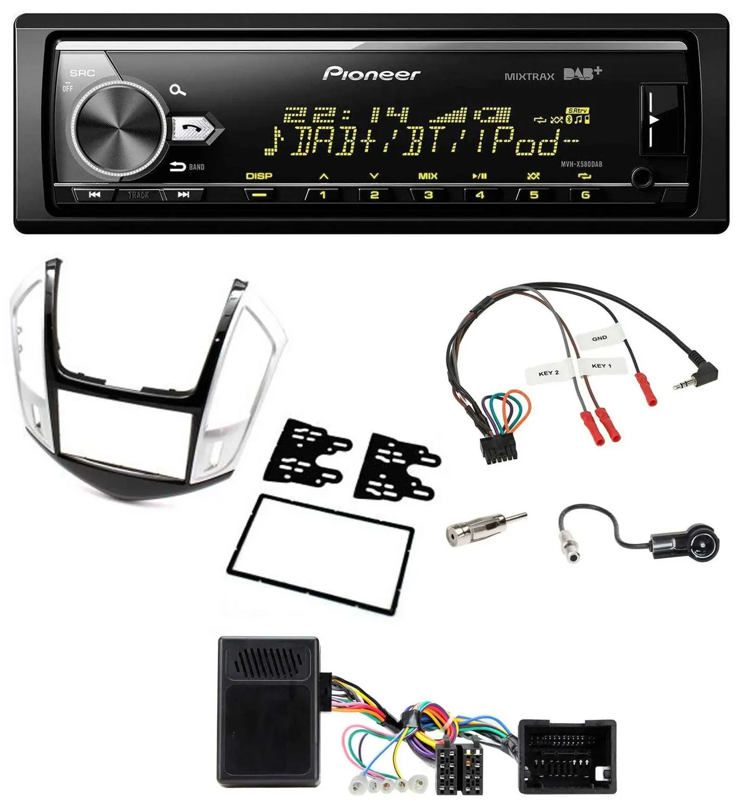 Pioneer Bluetooth USB DAB Lenkrad Autoradio für Chevrolet Cruze 2011-2016 silber