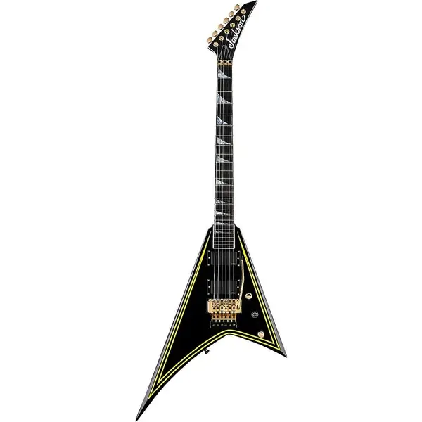 Электрогитара Jackson MJ Series Rhoads RR24-MG Electric Guitar Black with Yellow Pinstripes