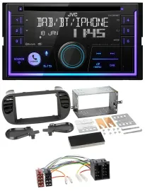 JVC MP3 USB 2DIN DAB Bluetooth CD Autoradio für Fiat 500 bis 2012 schwarz soft t
