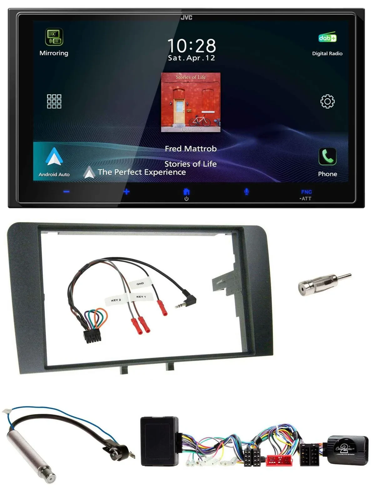 JVC USB Bluetooth 2DIN DAB Lenkrad Autoradio für Audi A3 Symphony Aktiv ISO 8P 2