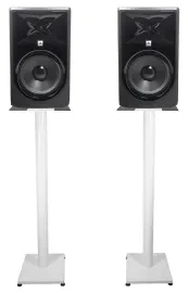 (2) JBL 308P MkII 8" Powered Studio Monitor Monitoring Speakers+White 37" Stands