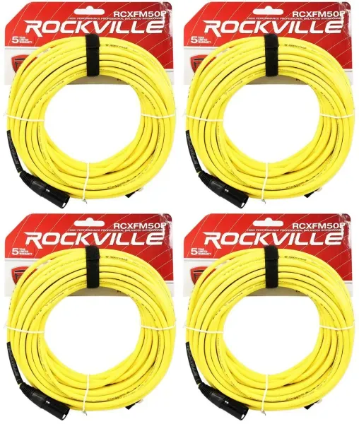 Микрофонный кабель Rockville RCXFM50P-Y Yellow 15.25 м (4 штуки)