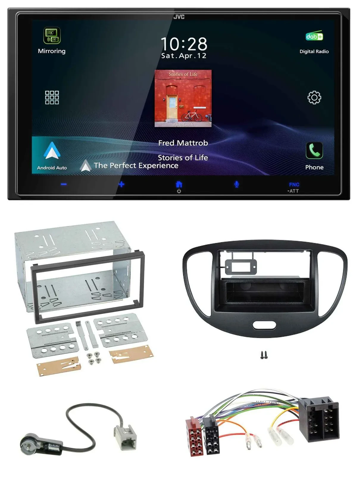 JVC USB Bluetooth 2DIN DAB MP3 Autoradio für Hyundai i10 2008-2013 schwarz