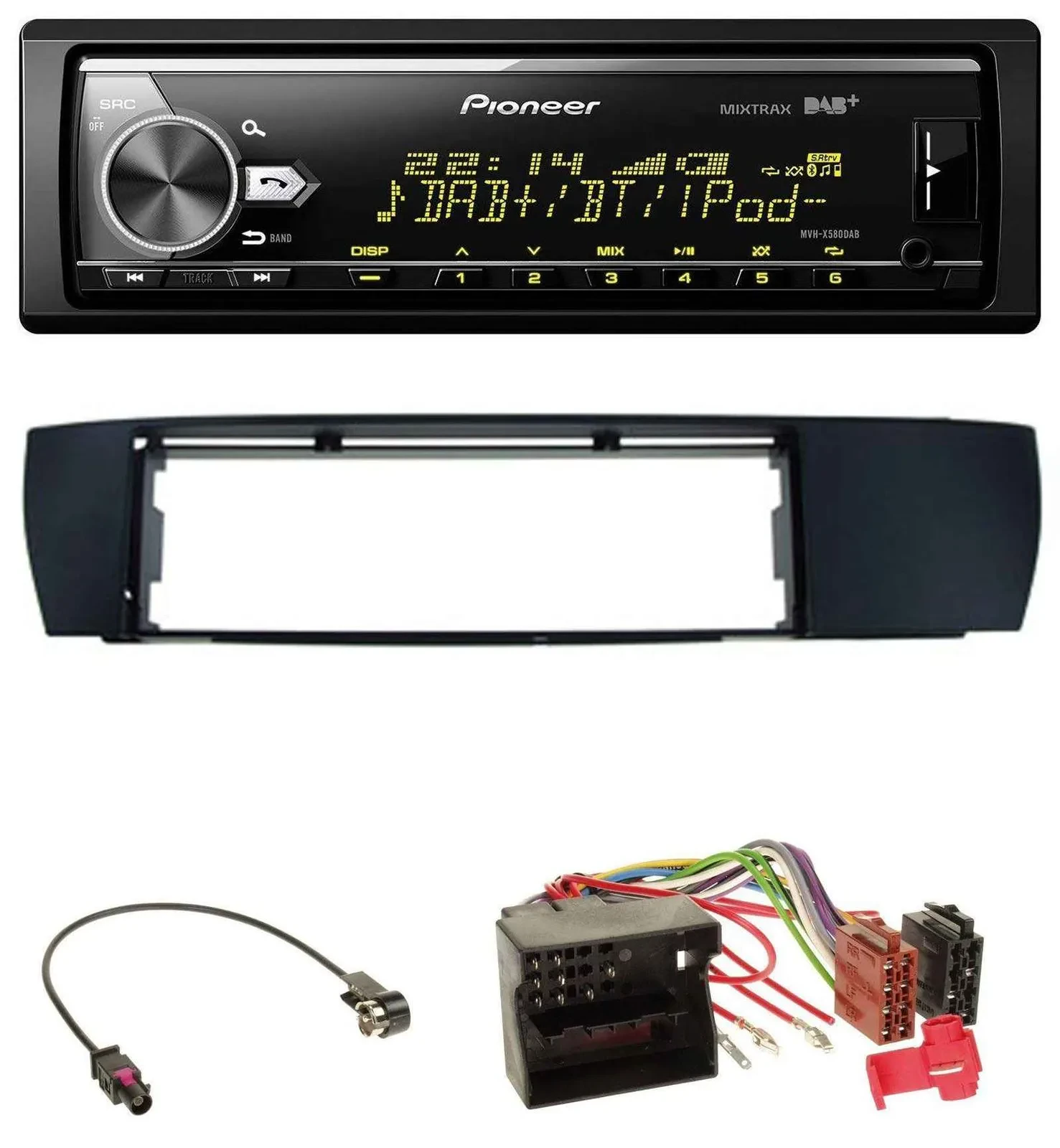 Pioneer Bluetooth USB DAB MP3 Autoradio für BMW X3 (E83 2004-2010) seitlich
