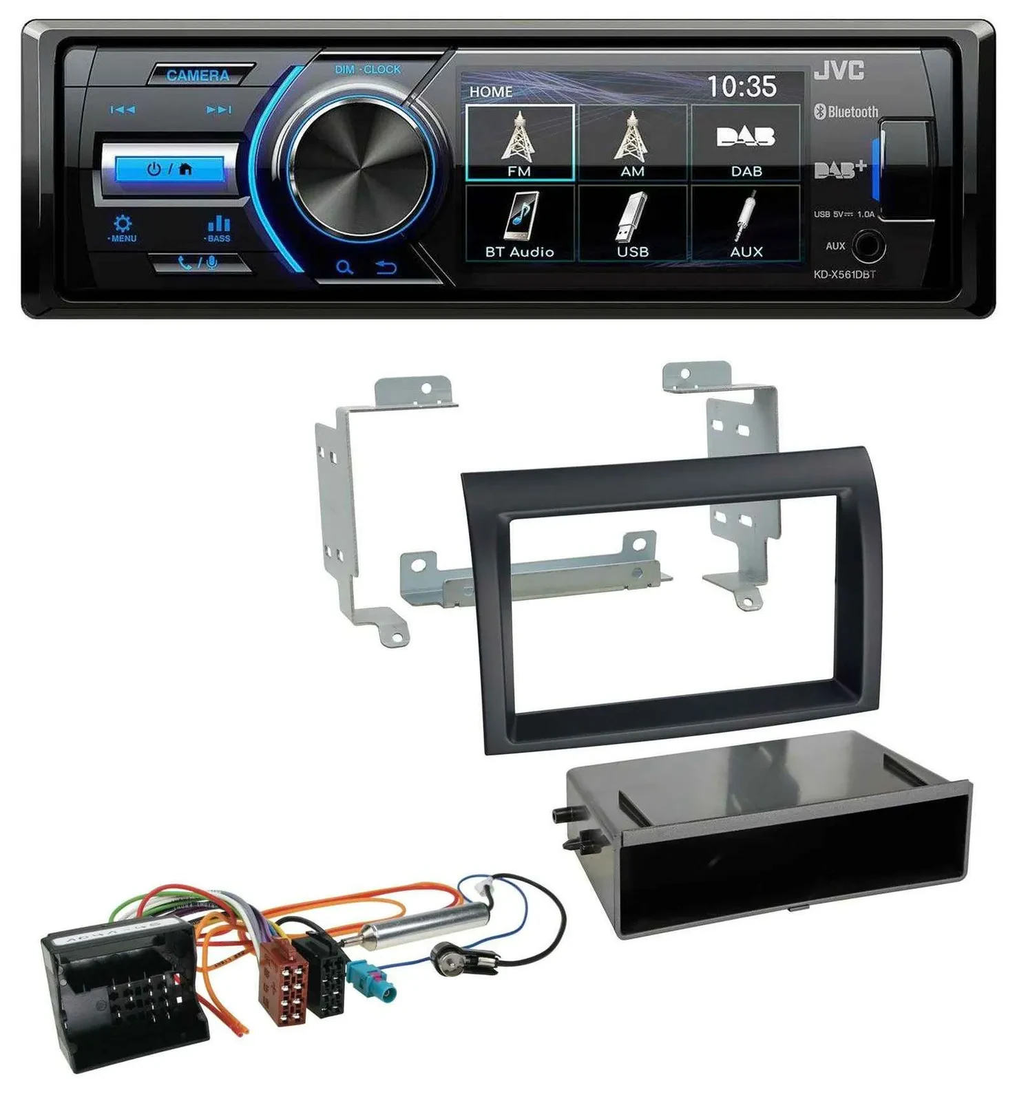 Автомагнитола JVC Bluetooth, MP3, USB, DAB для Citroen Jumper (2006–2011) черный, Quadlock