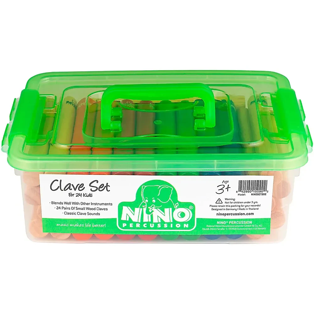 Nino 24-Pair Multicolored Clave Set With Plastic Storage Container