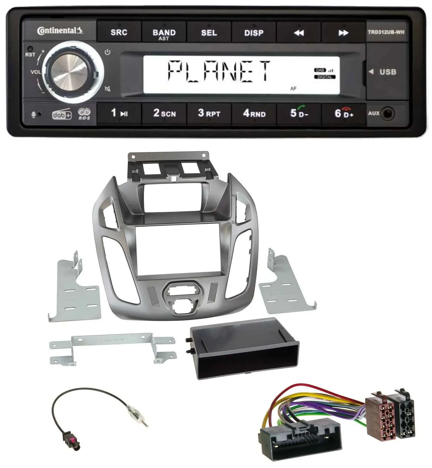 Continental USB 1DIN AUX DAB MP3 Autoradio für Ford Transit Connect mit Display