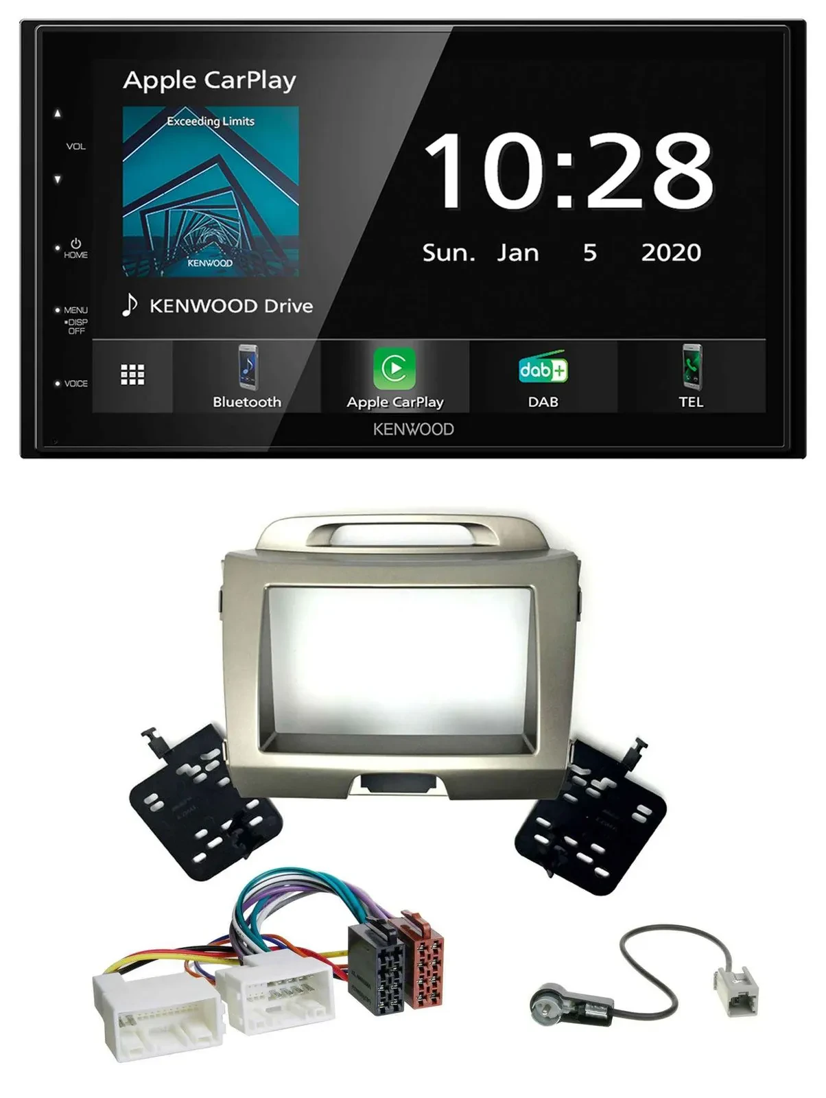 Kenwood Bluetooth MP3 DAB USB 2DIN Autoradio für Kia Sportage 3 SL 10-15 silber