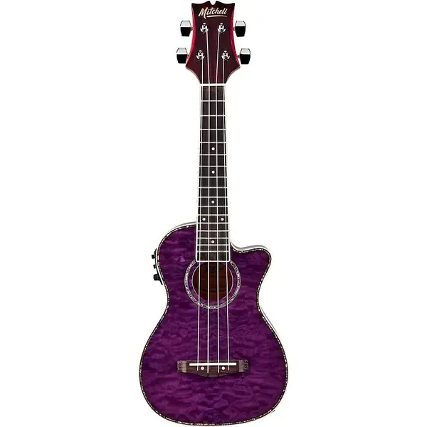 Укулеле Mitchell Exotic Acoustic Electric Cutaway Ukulele Quilt Maple Purple