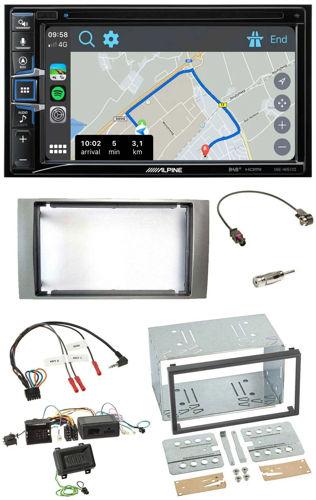 Alpine DAB TMC Bluetooth 2DIN USB Lenkrad Navigation für Ford Kuga 2008-2012 sil
