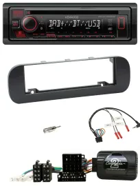 Kenwood Lenkrad CD USB Bluetooth DAB Autoradio für Fiat Panda 2012-2020 schwarz