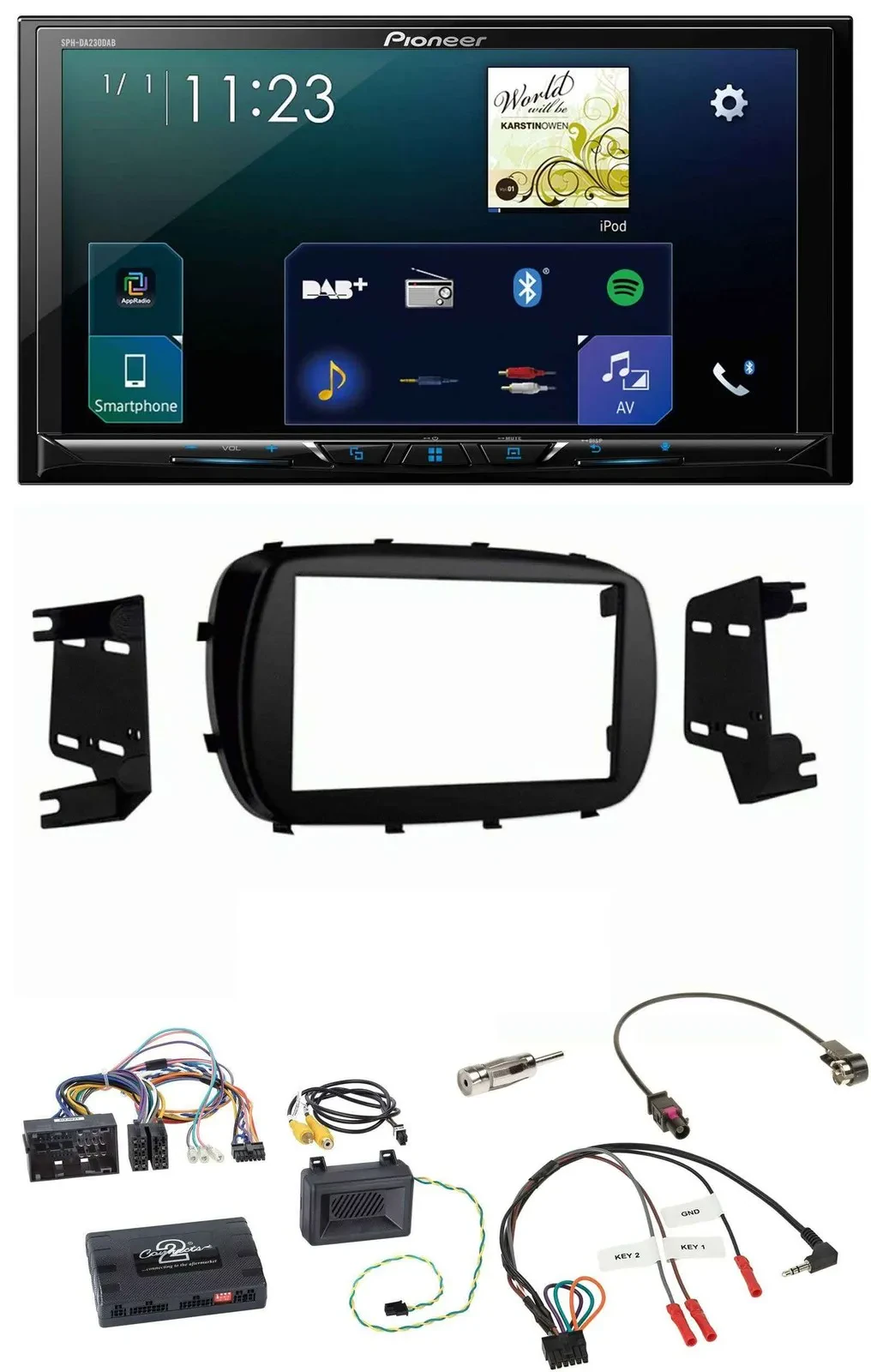 Pioneer Lenkrad Bluetooth USB 2DIN DAB Autoradio für Fiat 500X ab 2014