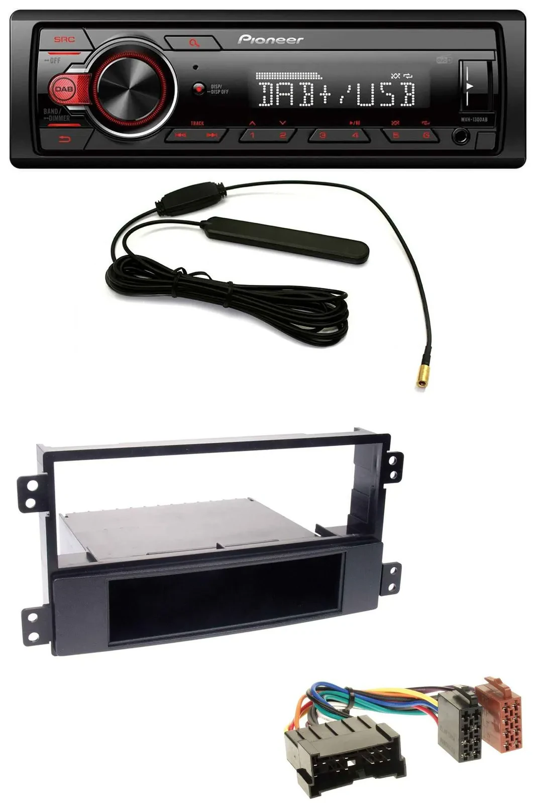 Автомагнитола Pioneer MP3 DAB 1 DIN AUX USB для Hyundai Sonata NF (2002–2005) черная
