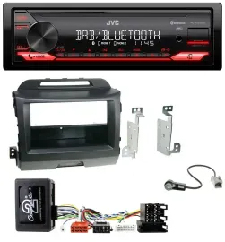Автомагнитола JVC Bluetooth USB DAB для Kia Sportage 3 (2010–2015) с навигацией, совместимая с кнопками на руле, черная