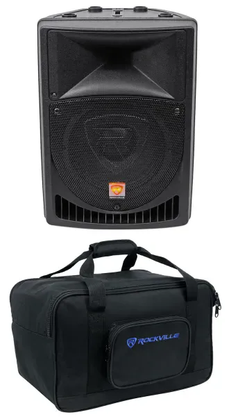 Rockville RPG8 8" Powered Active 400 Watt DJ PA Speaker+Weather proof Carry Bag