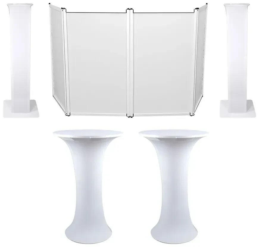 Набор для DJ American DJ (2) Decor Cocktail Table + RFAAW + (2) RTP32W, белый, с сумкой, DJ facade и 2 тотем-стойками